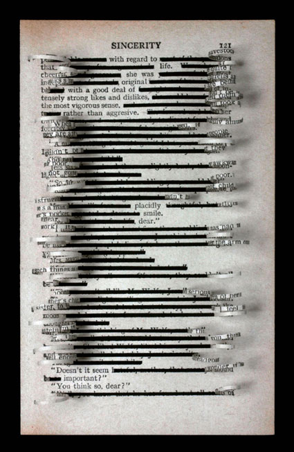 Sincerity book page artist book book sculpture Jo Howe