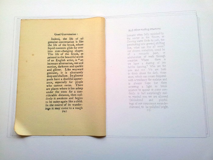 Good conversation and other reading structures: An adulteration of truth through incessant alteration Jo Howe Book sculpture